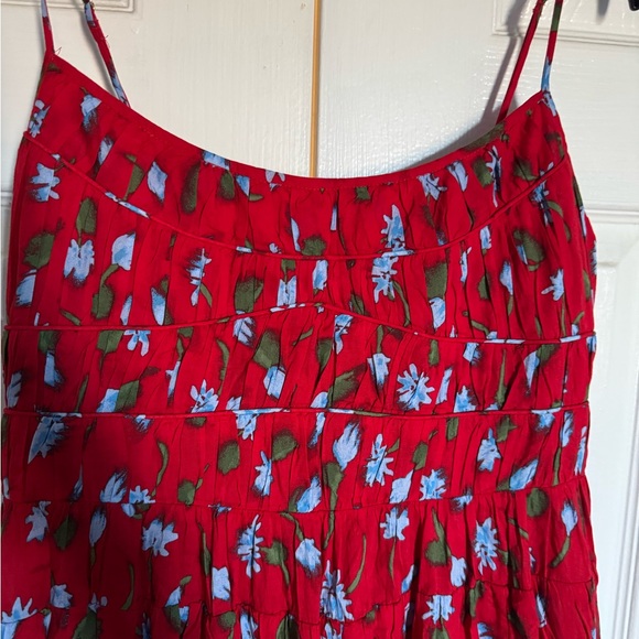 NWT J Crew Tiered Floral Red Brushed Daisy Print Maxi Dress Medium - Picture 4 of 6